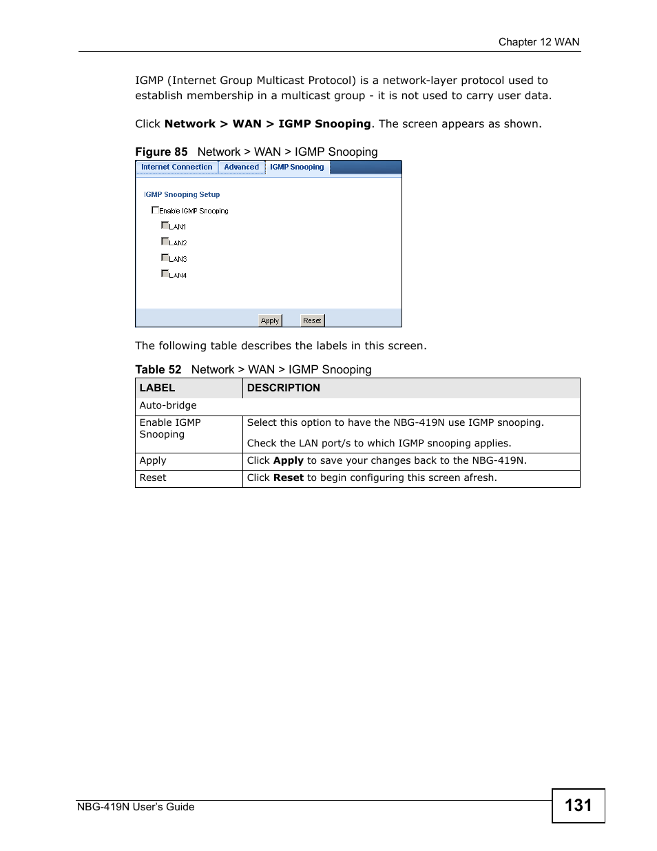 ZyXEL Communications NBG-419N User Manual | Page 131 / 294