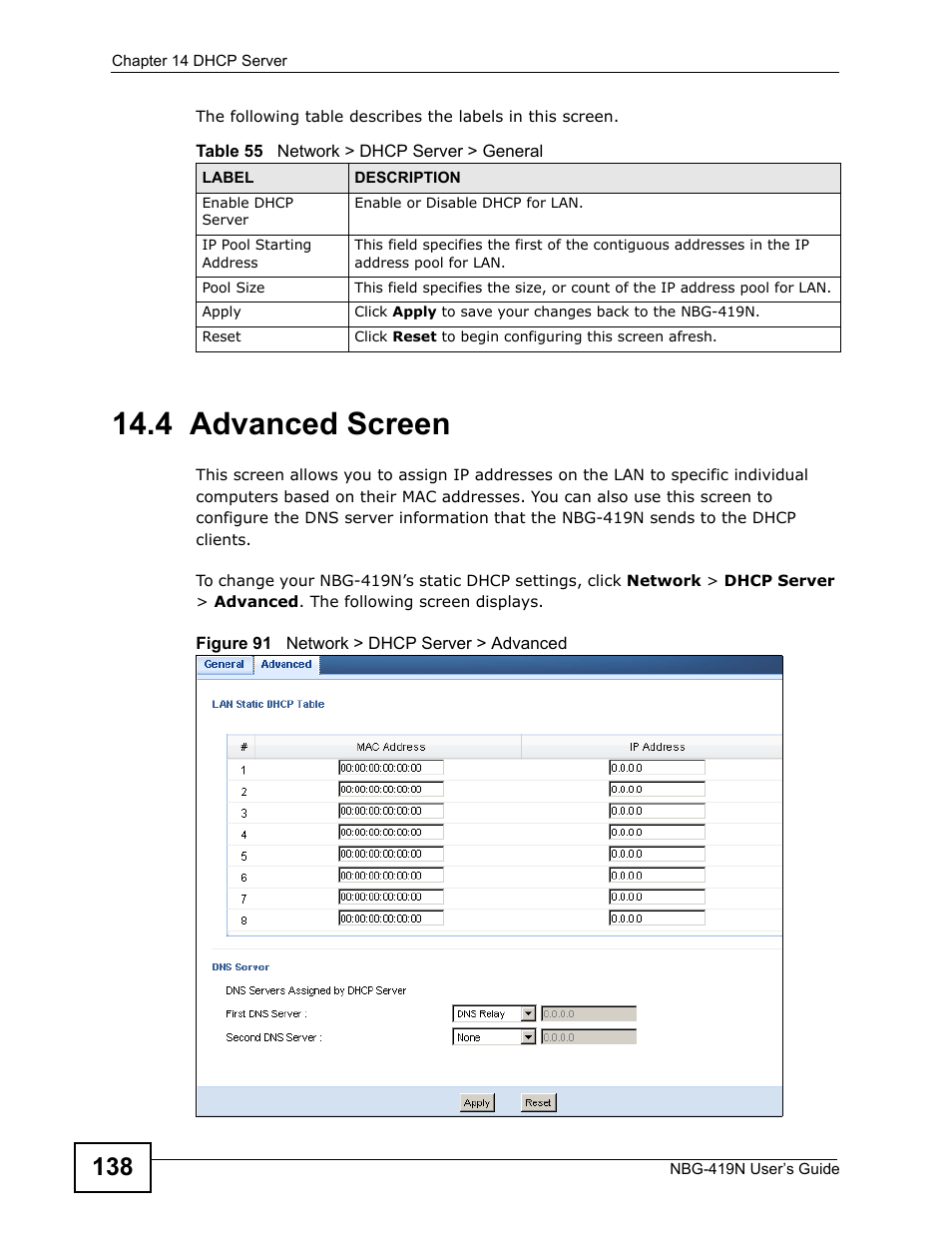 4 advanced screen | ZyXEL Communications NBG-419N User Manual | Page 138 / 294
