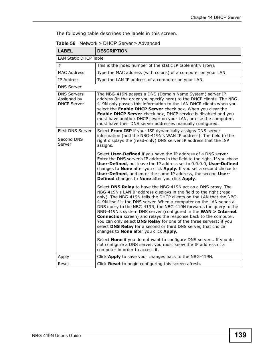 ZyXEL Communications NBG-419N User Manual | Page 139 / 294