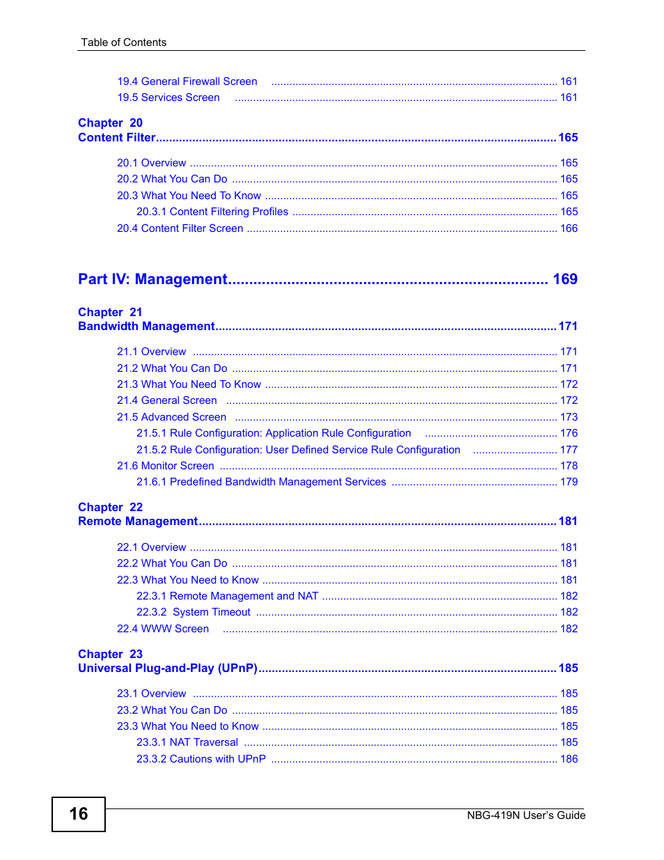 Part iv: management | ZyXEL Communications NBG-419N User Manual | Page 16 / 294