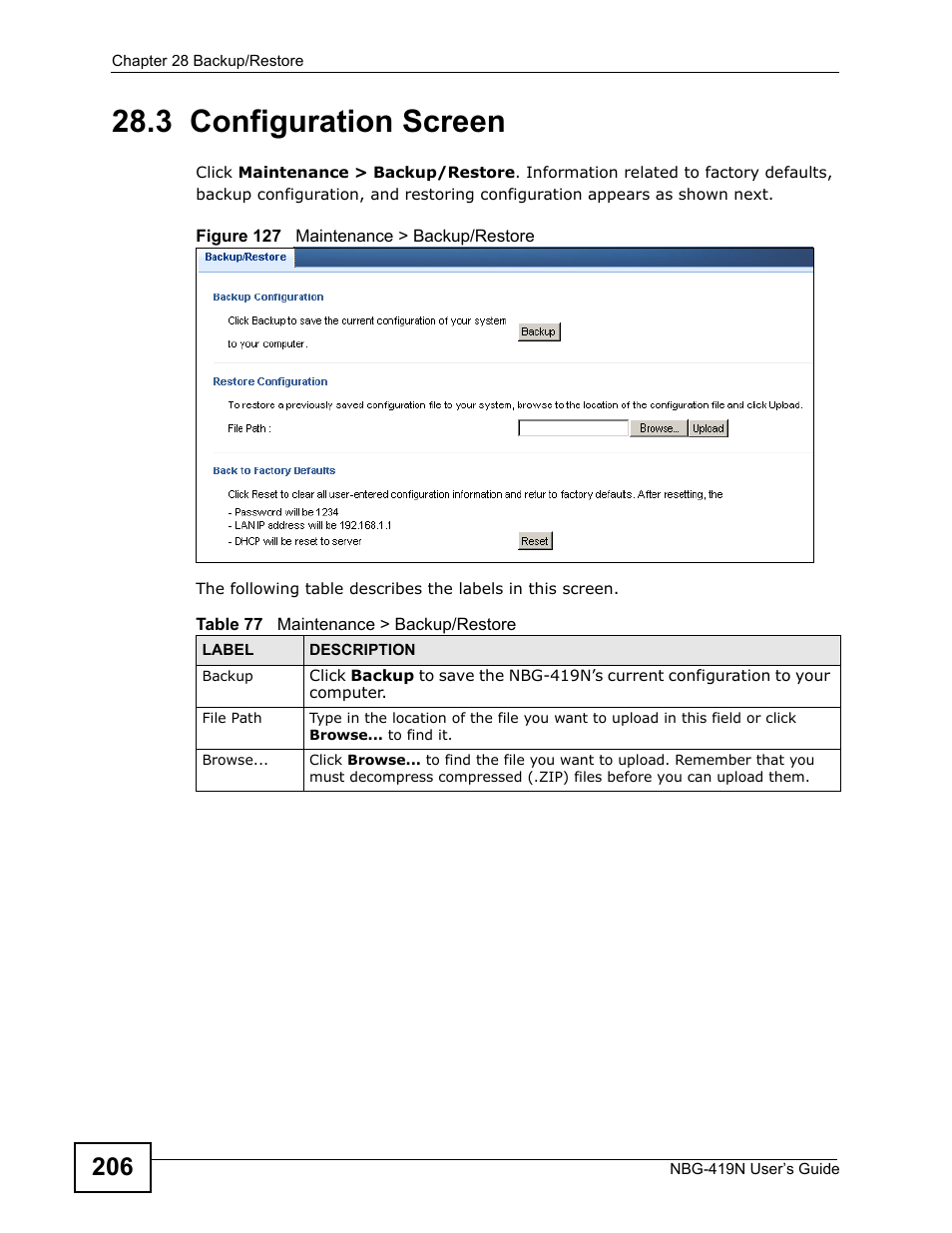 3 configuration screen | ZyXEL Communications NBG-419N User Manual | Page 206 / 294