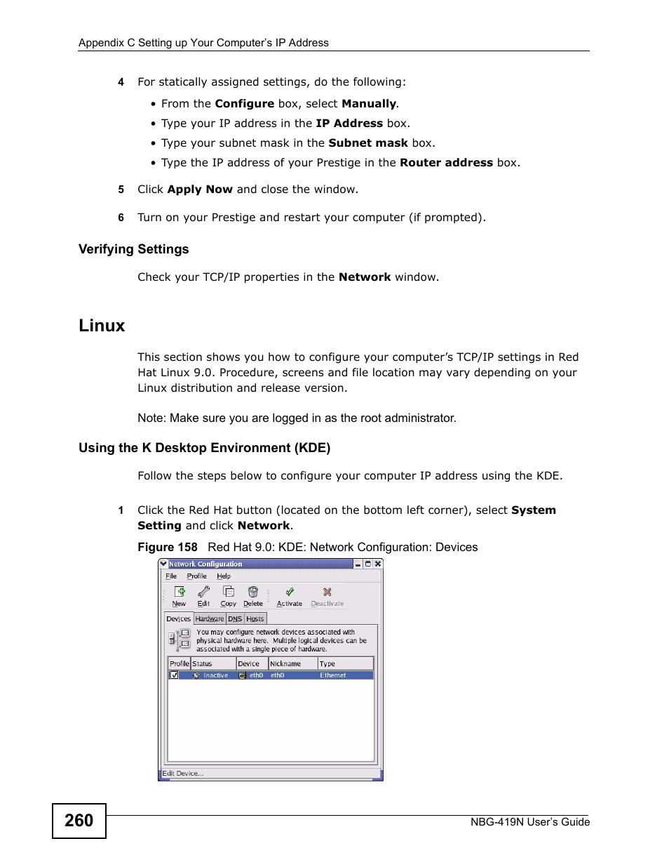 Linux | ZyXEL Communications NBG-419N User Manual | Page 260 / 294