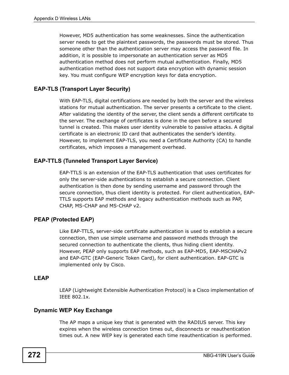 ZyXEL Communications NBG-419N User Manual | Page 272 / 294