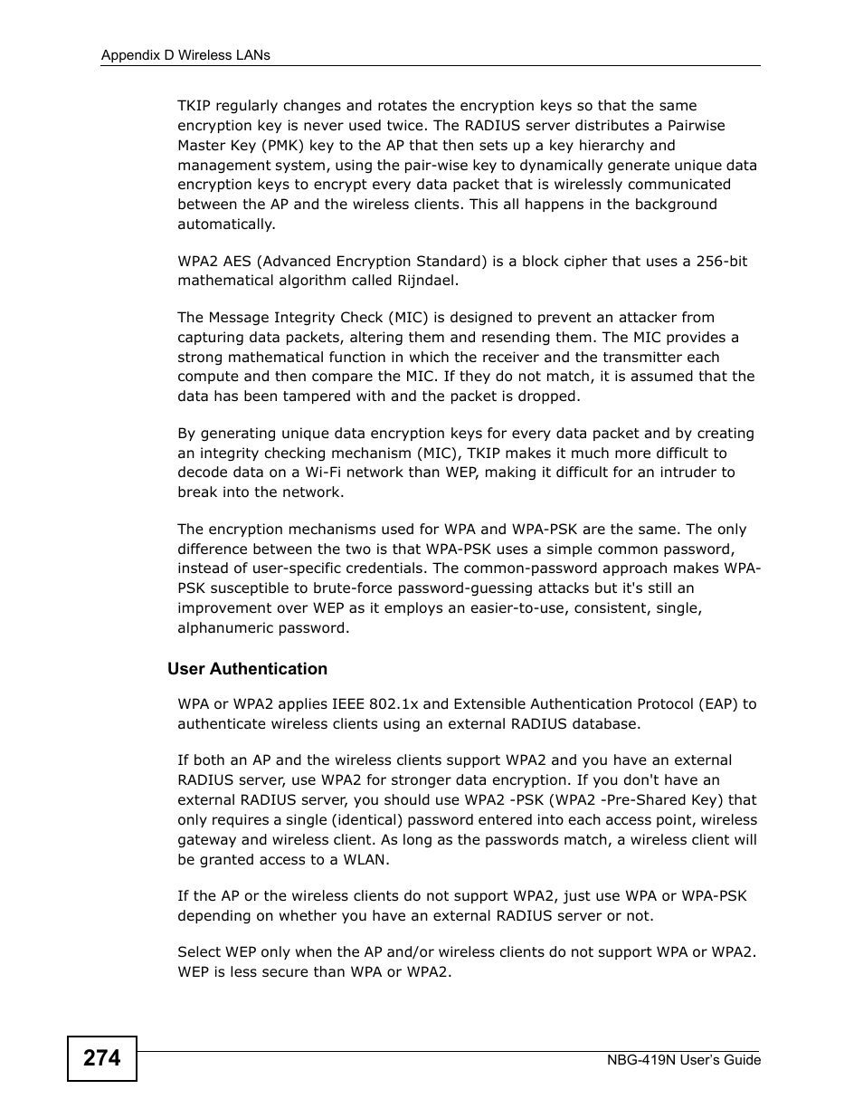 ZyXEL Communications NBG-419N User Manual | Page 274 / 294