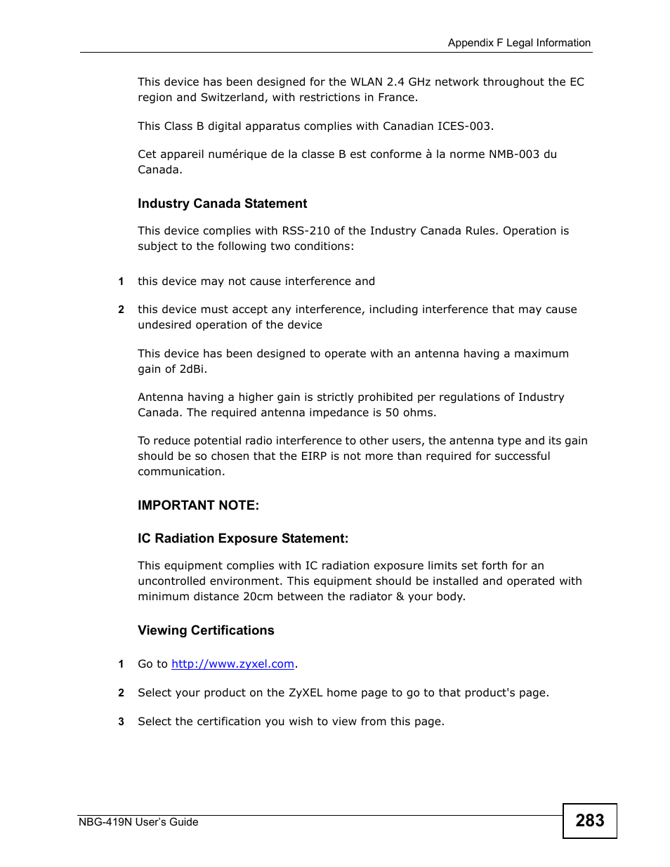ZyXEL Communications NBG-419N User Manual | Page 283 / 294