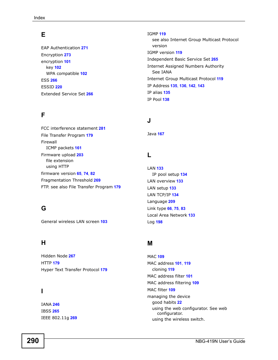 ZyXEL Communications NBG-419N User Manual | Page 290 / 294