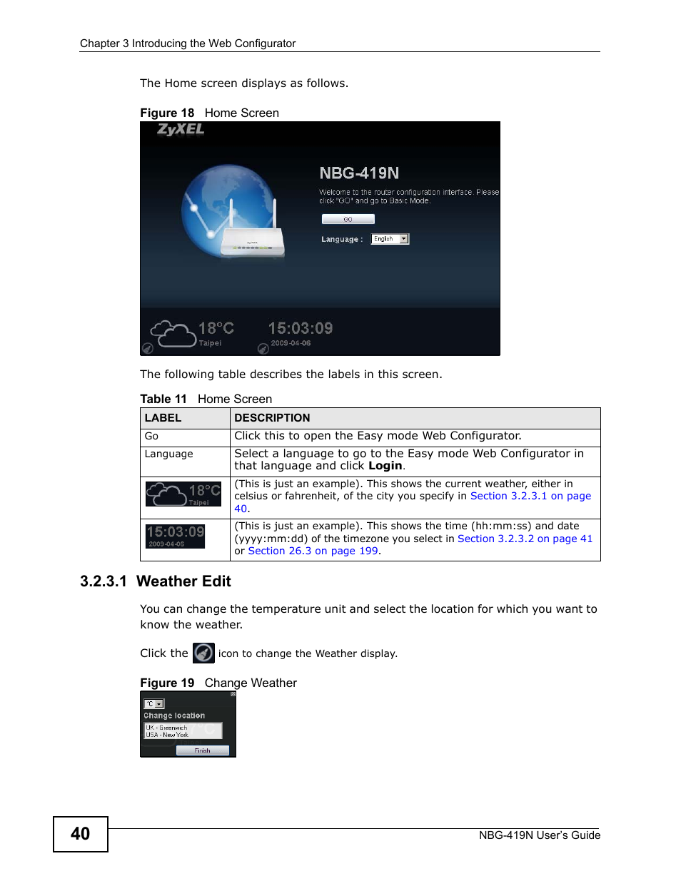 1 weather edit | ZyXEL Communications NBG-419N User Manual | Page 40 / 294