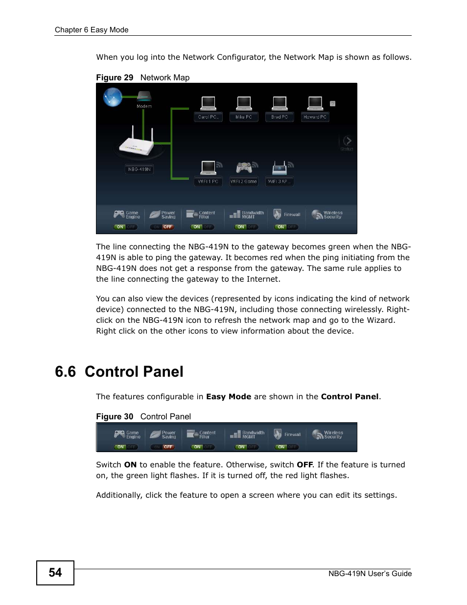 6 control panel | ZyXEL Communications NBG-419N User Manual | Page 54 / 294