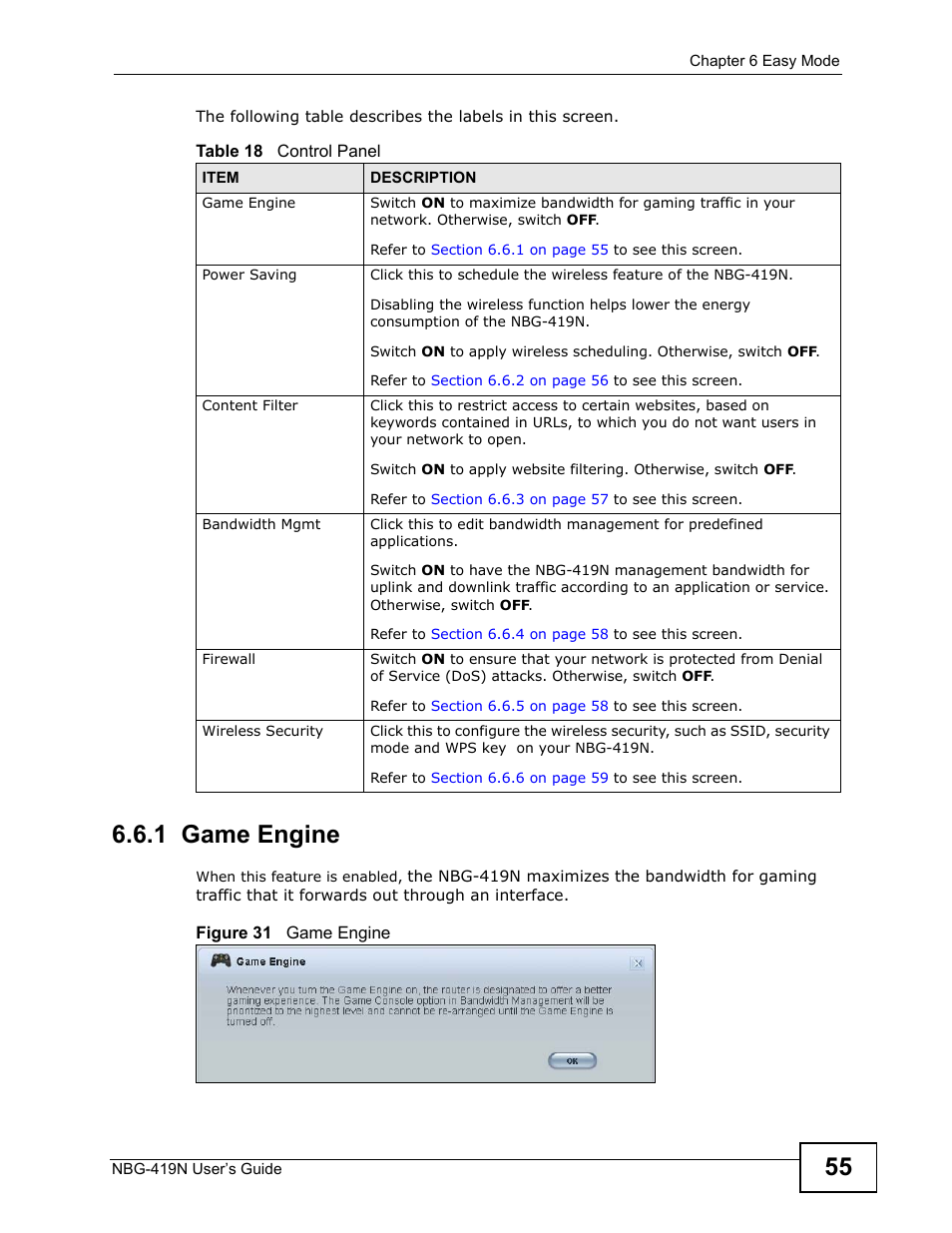 1 game engine | ZyXEL Communications NBG-419N User Manual | Page 55 / 294