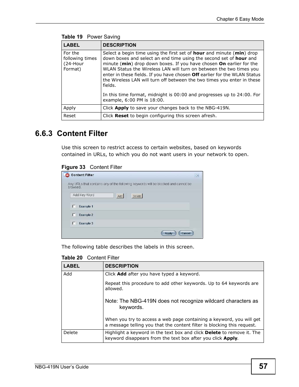 3 content filter | ZyXEL Communications NBG-419N User Manual | Page 57 / 294