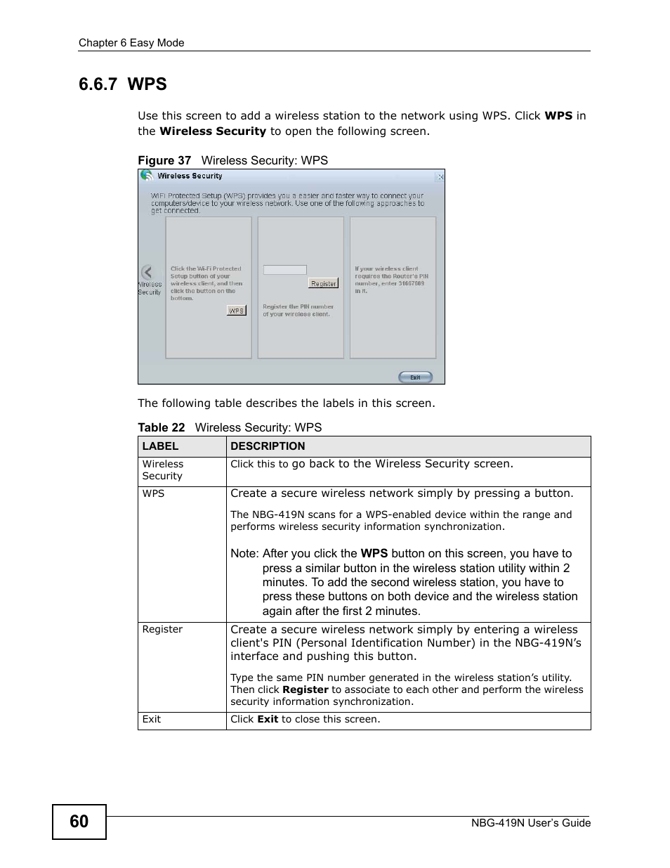 7 wps | ZyXEL Communications NBG-419N User Manual | Page 60 / 294
