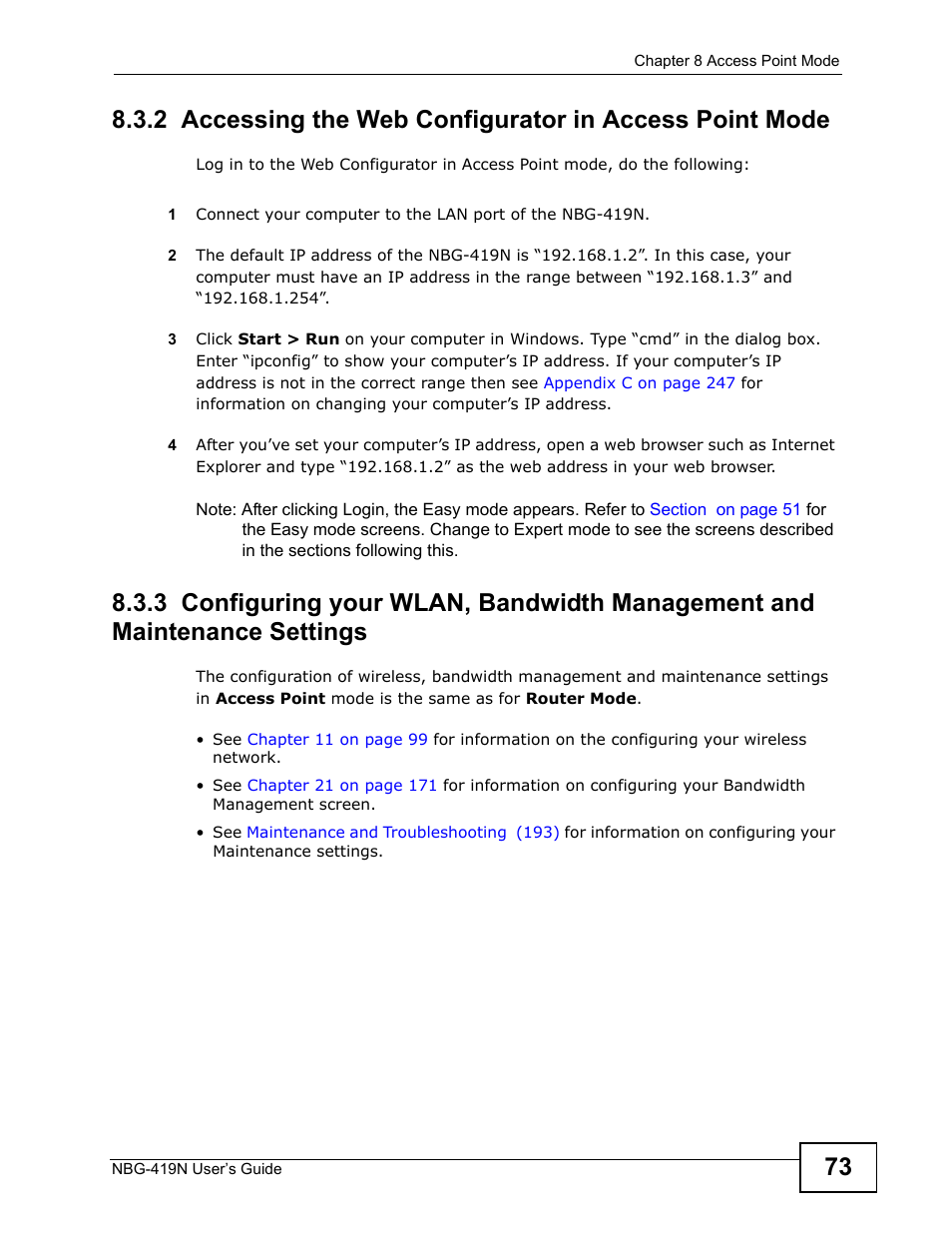 ZyXEL Communications NBG-419N User Manual | Page 73 / 294