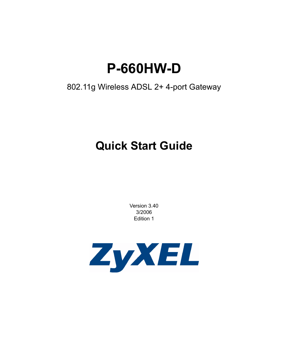 ZyXEL Communications P-660HW-D User Manual | 6 pages