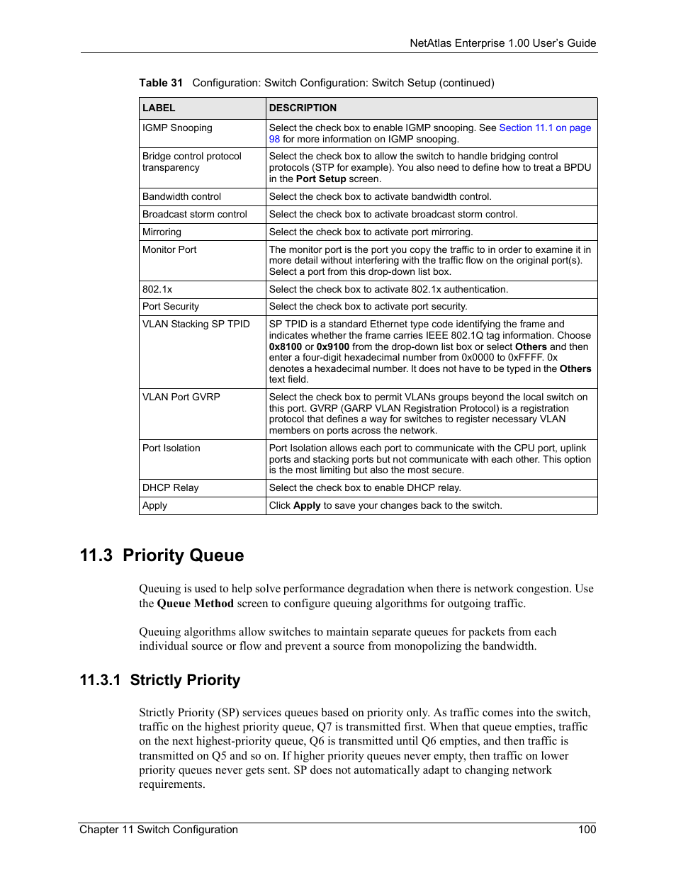 3 priority queue, 1 strictly priority | ZyXEL Communications 1 User Manual | Page 101 / 174