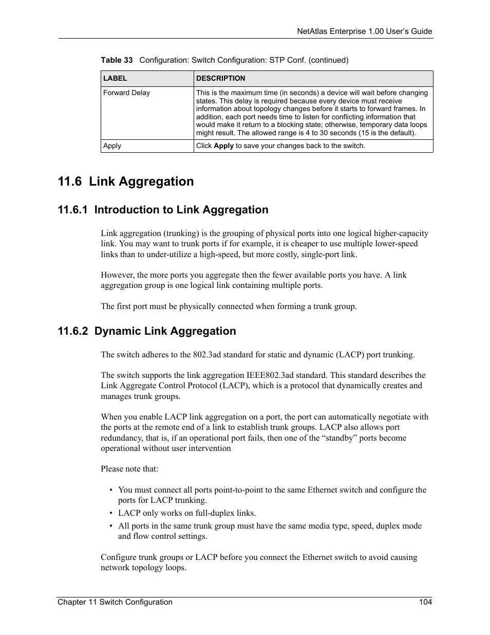 6 link aggregation, 1 introduction to link aggregation, 2 dynamic link aggregation | ZyXEL Communications 1 User Manual | Page 105 / 174