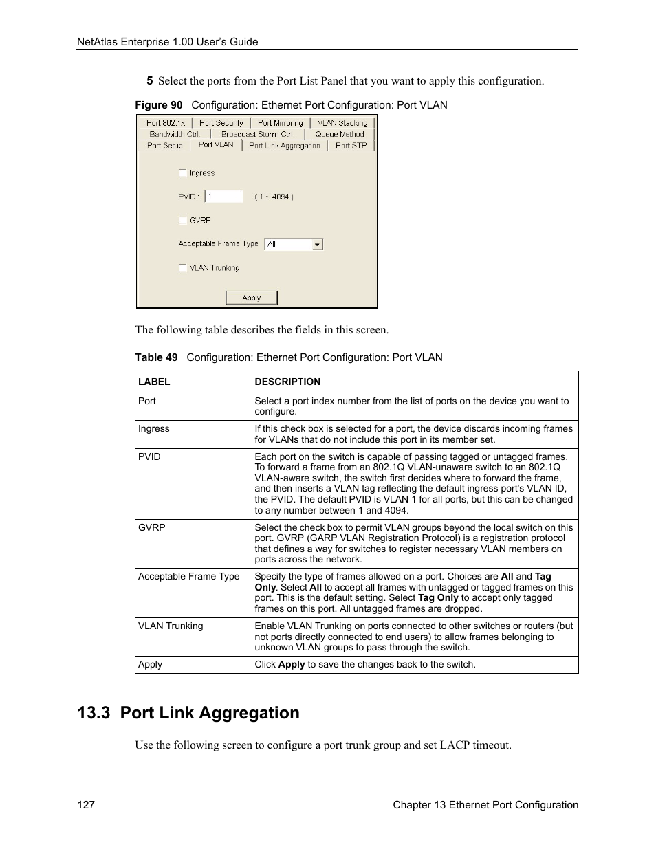 3 port link aggregation | ZyXEL Communications 1 User Manual | Page 128 / 174