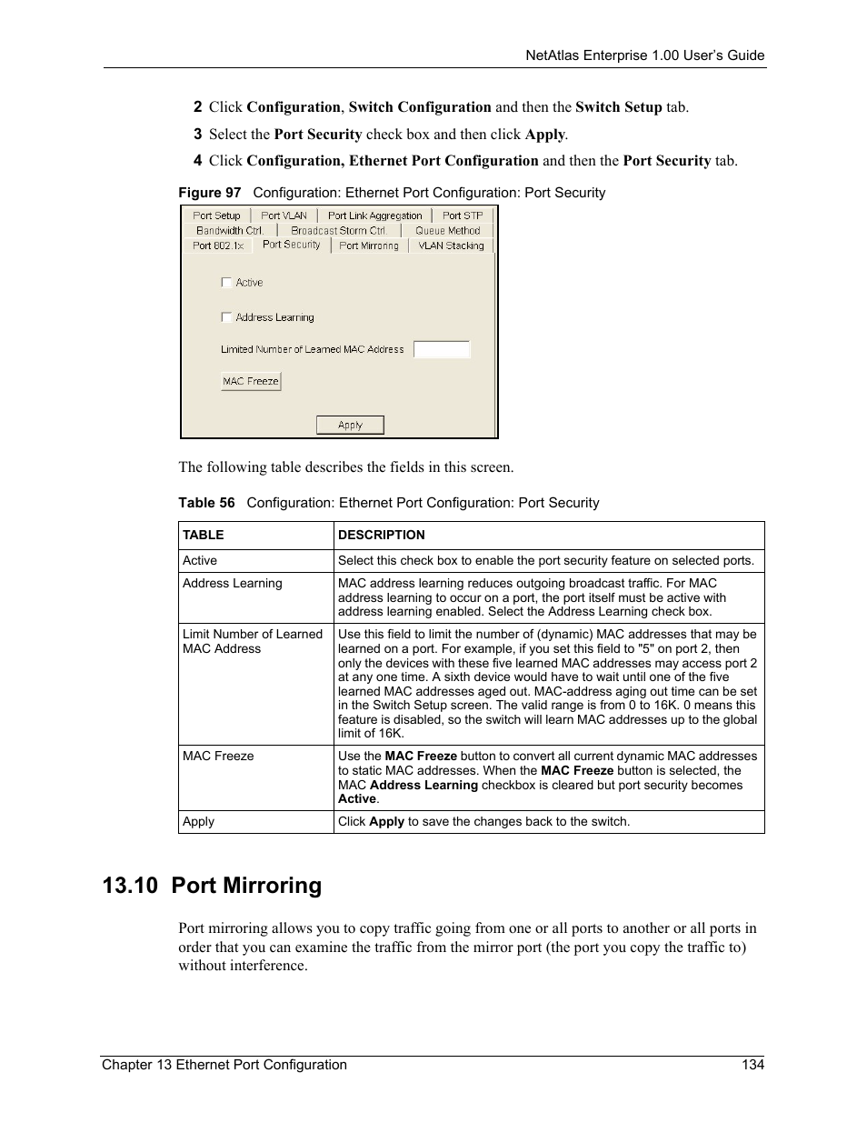 10 port mirroring | ZyXEL Communications 1 User Manual | Page 135 / 174