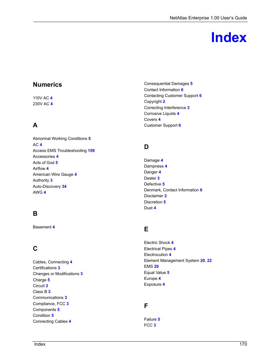 Index, Numerics | ZyXEL Communications 1 User Manual | Page 171 / 174