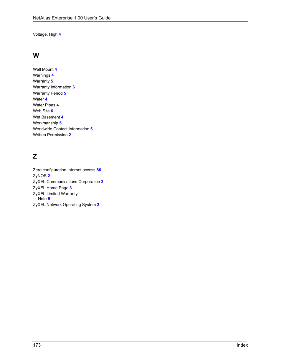 ZyXEL Communications 1 User Manual | Page 174 / 174