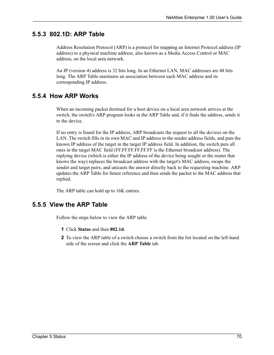 3 802.1d: arp table, 4 how arp works, 5 view the arp table | ZyXEL Communications 1 User Manual | Page 71 / 174