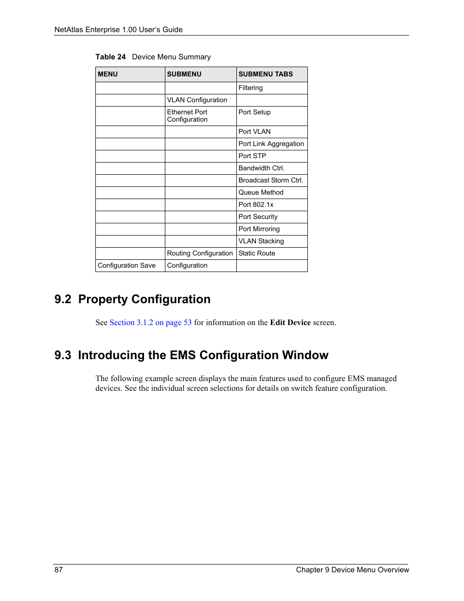2 property configuration, 3 introducing the ems configuration window | ZyXEL Communications 1 User Manual | Page 88 / 174