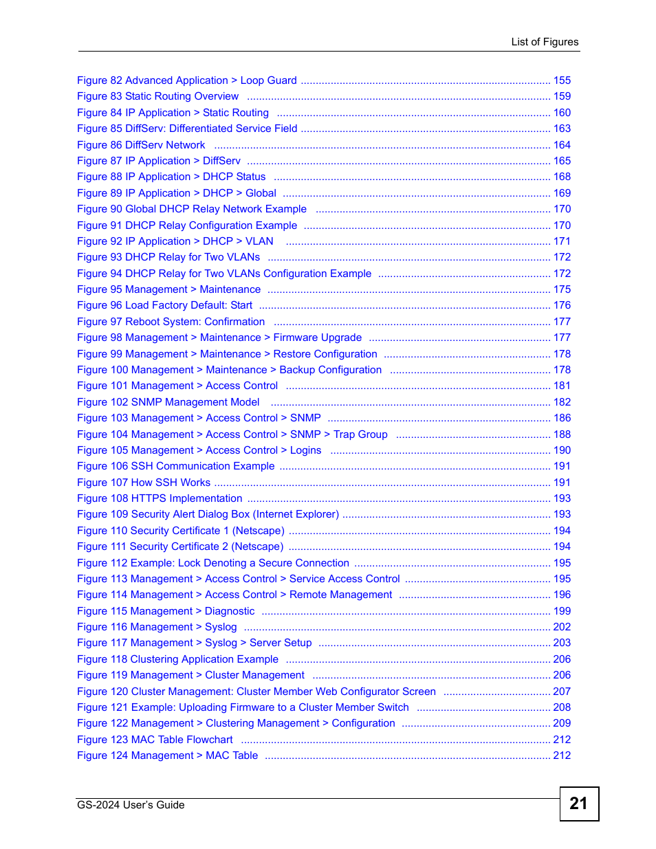 ZyXEL Communications ZyXEL Dimension GS-2024 User Manual | Page 21 / 266