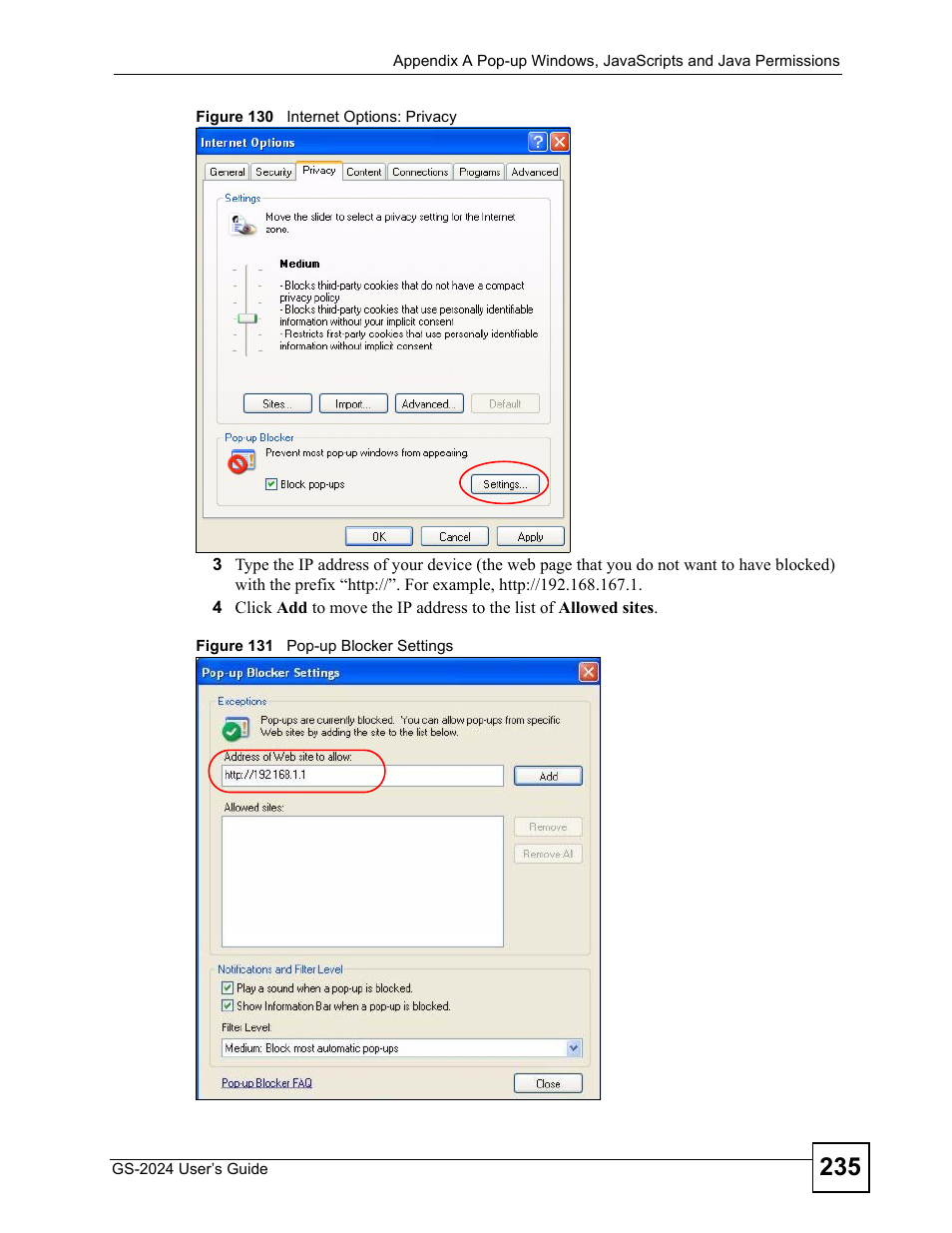 ZyXEL Communications ZyXEL Dimension GS-2024 User Manual | Page 235 / 266