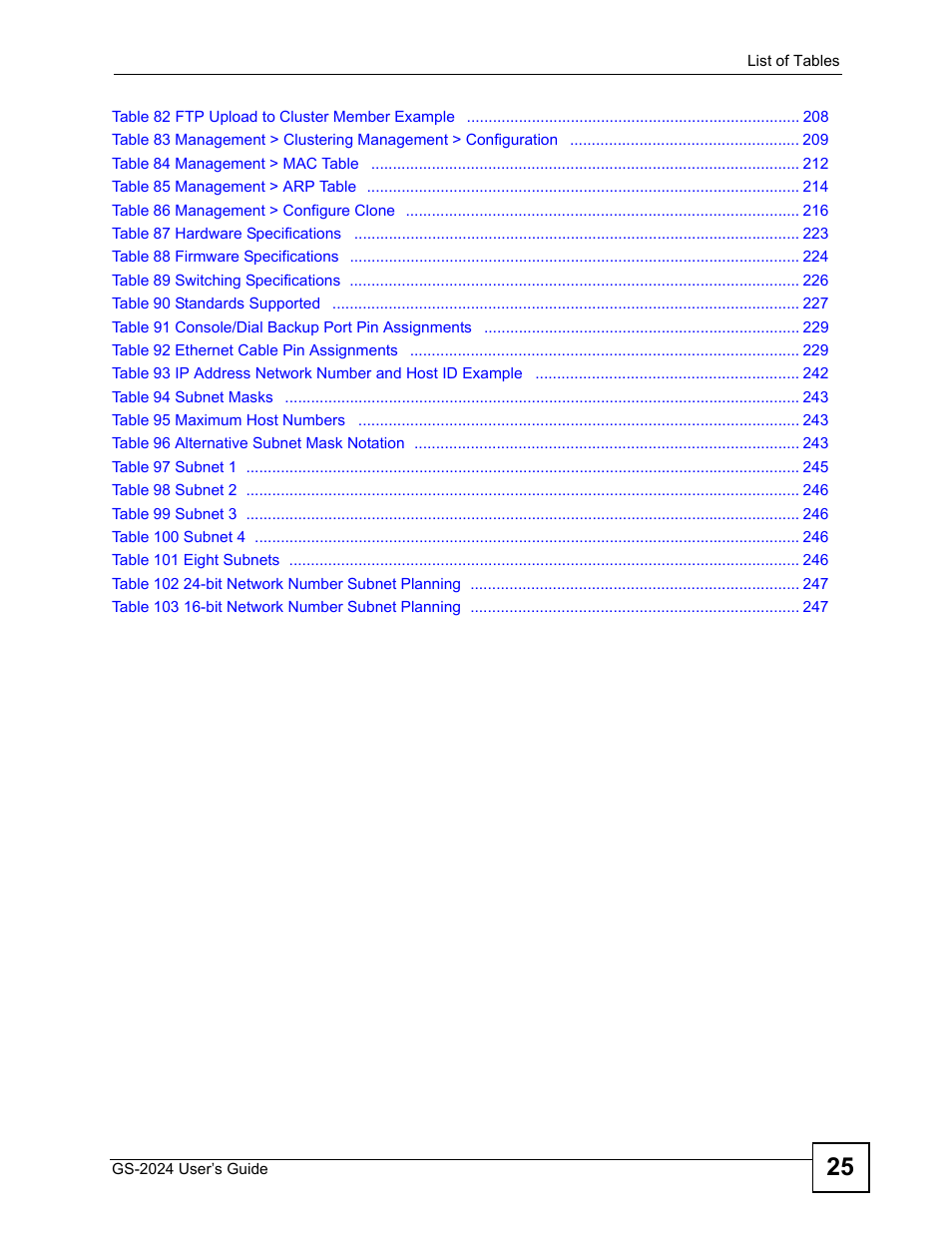 ZyXEL Communications ZyXEL Dimension GS-2024 User Manual | Page 25 / 266