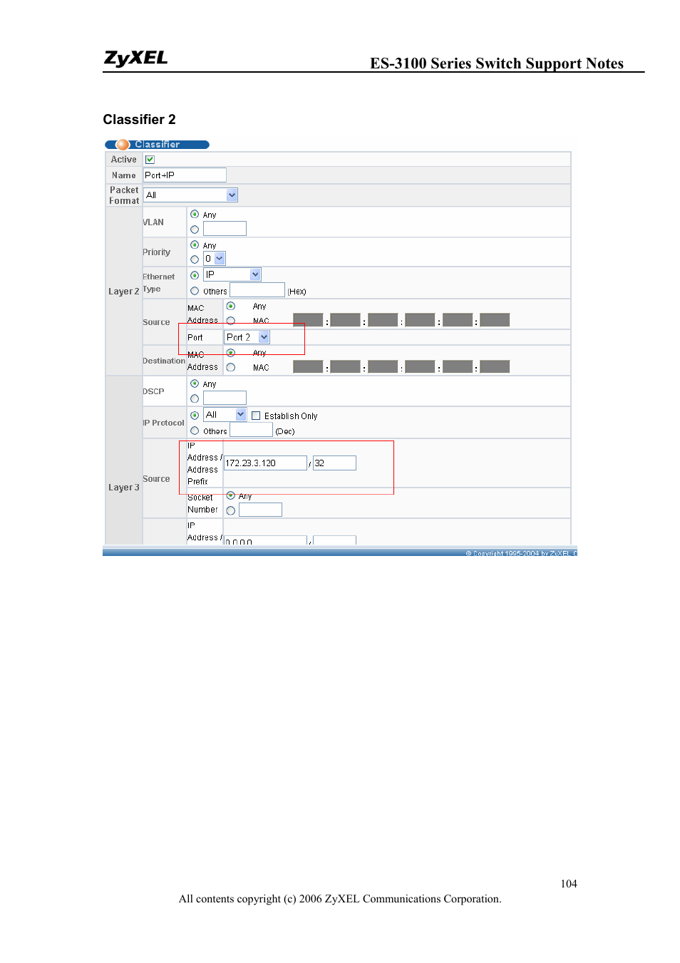 ZyXEL Communications ZyXEL Dimension ES-3124-4F User Manual | Page 104 / 144