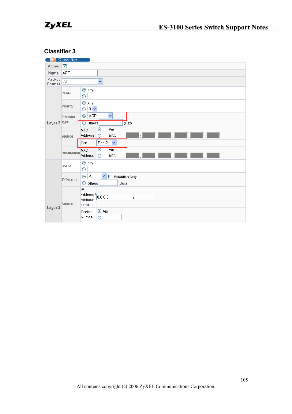 ZyXEL Communications ZyXEL Dimension ES-3124-4F User Manual | Page 105 / 144