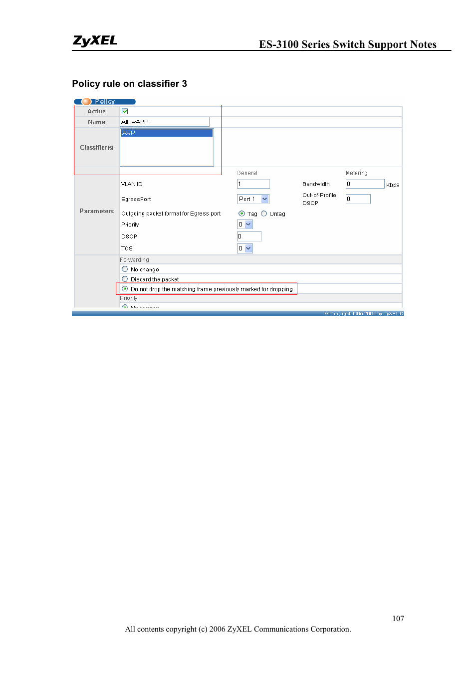 ZyXEL Communications ZyXEL Dimension ES-3124-4F User Manual | Page 107 / 144