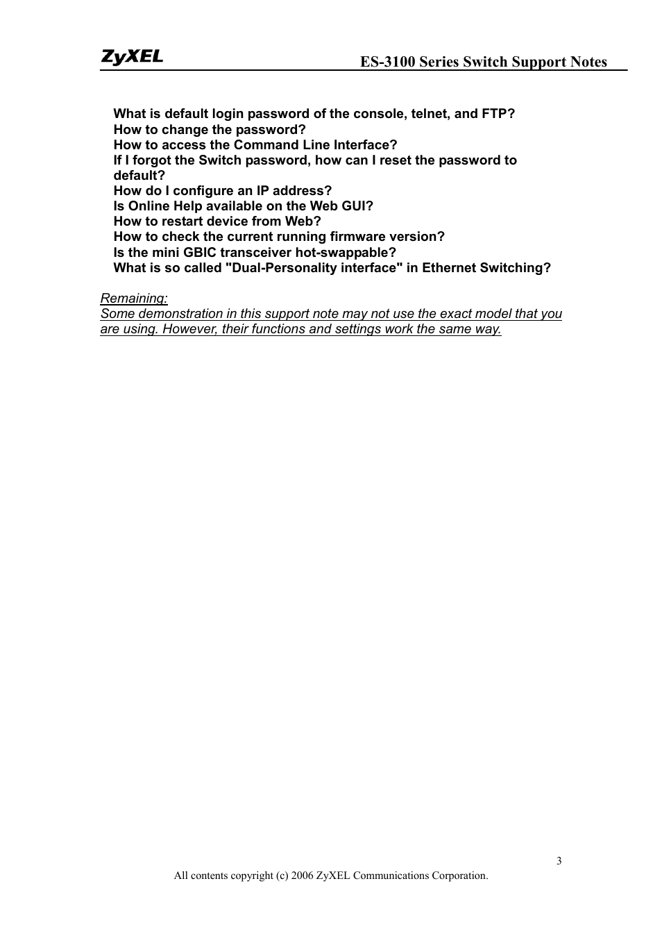 ZyXEL Communications ZyXEL Dimension ES-3124-4F User Manual | Page 3 / 144