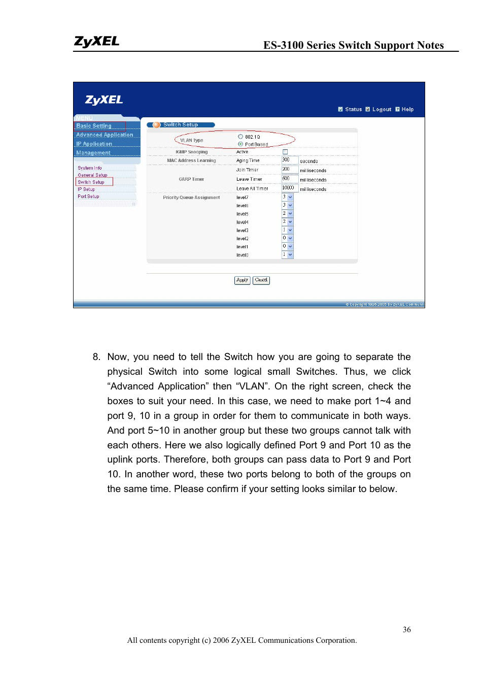 ZyXEL Communications ZyXEL Dimension ES-3124-4F User Manual | Page 36 / 144