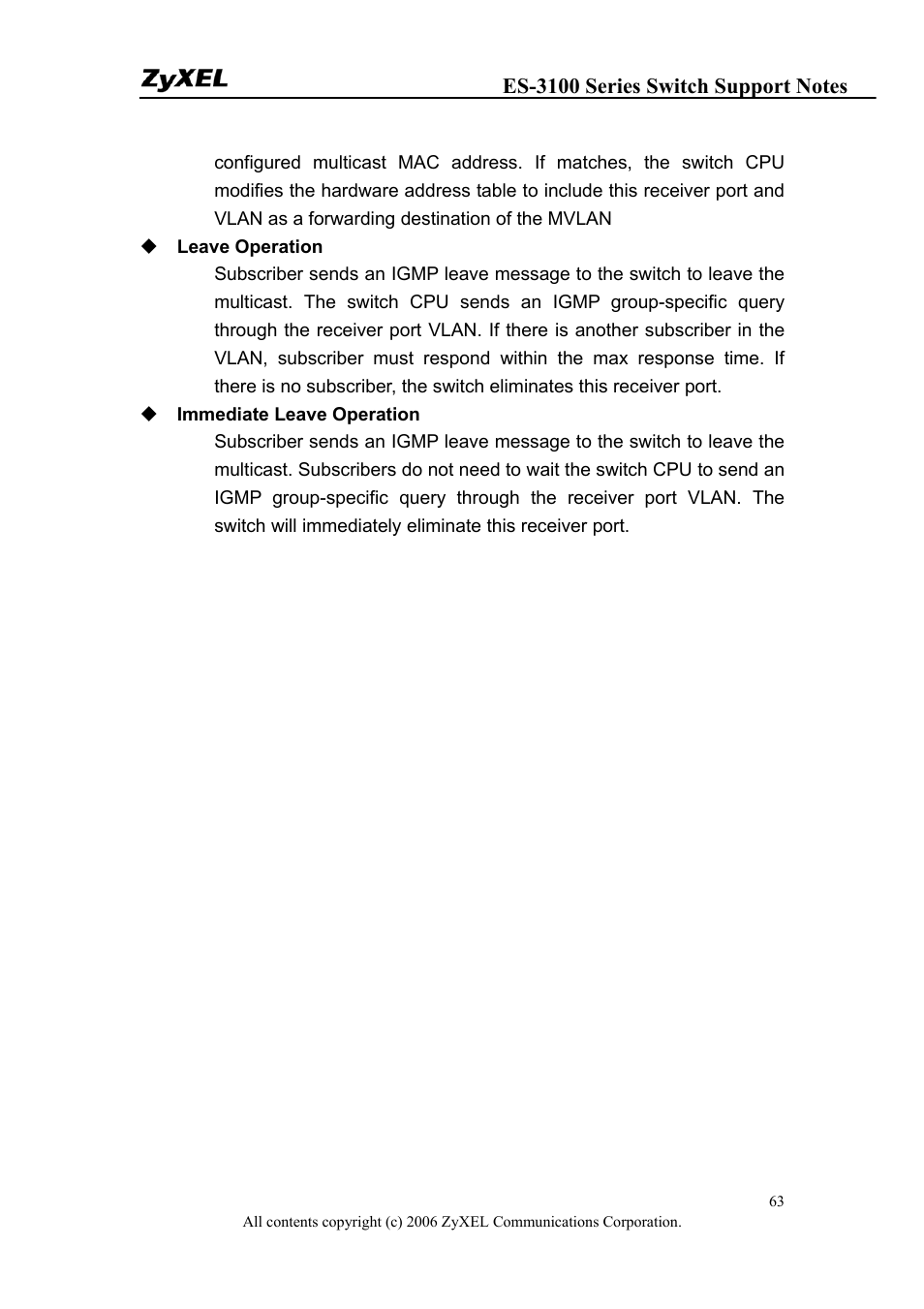 ZyXEL Communications ZyXEL Dimension ES-3124-4F User Manual | Page 63 / 144