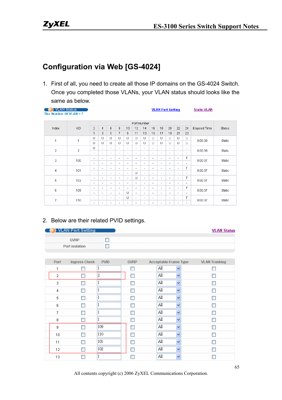 Configuration via web [gs-4024 | ZyXEL Communications ZyXEL Dimension ES-3124-4F User Manual | Page 65 / 144