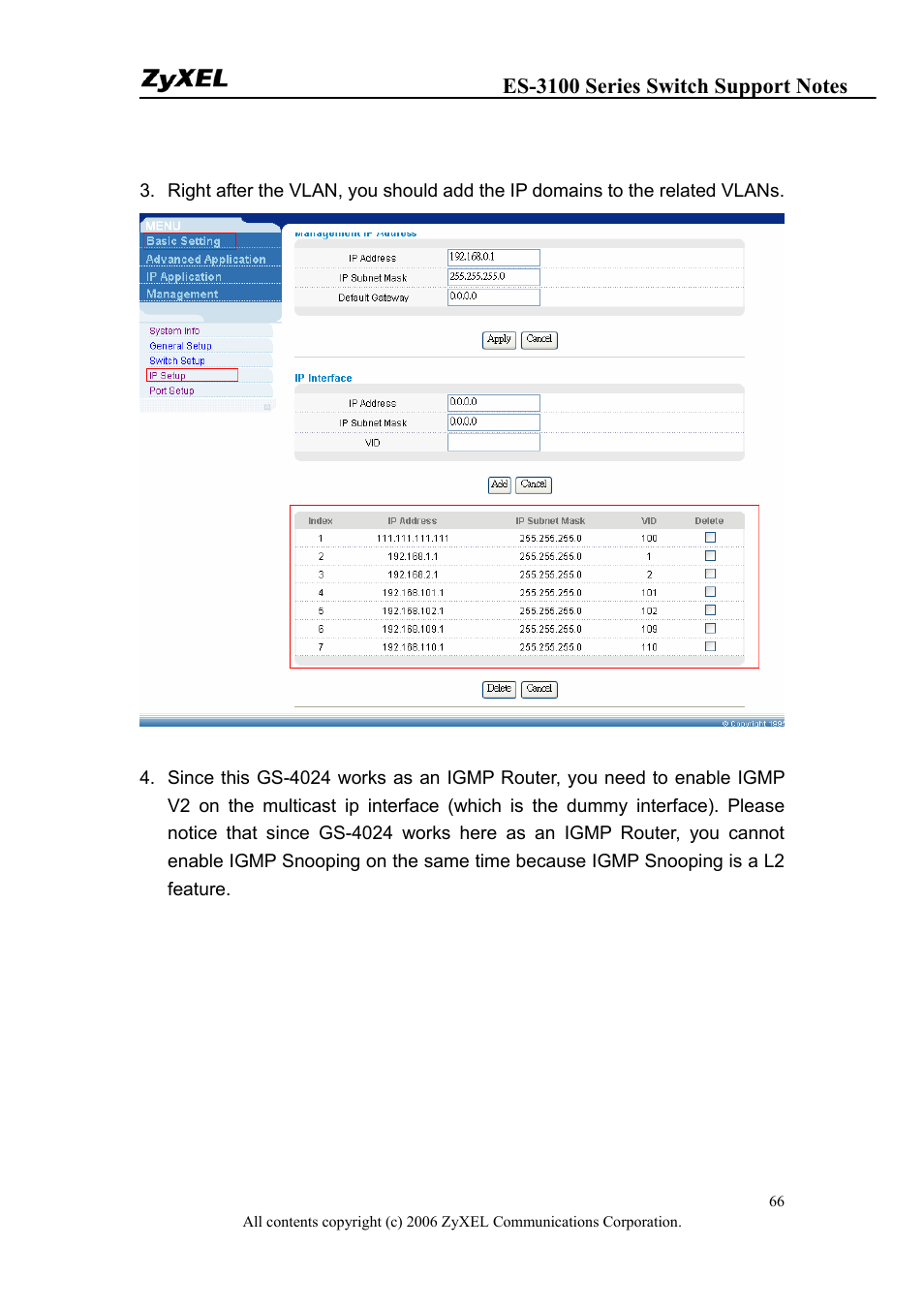 ZyXEL Communications ZyXEL Dimension ES-3124-4F User Manual | Page 66 / 144