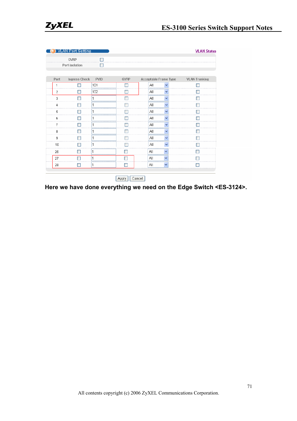 ZyXEL Communications ZyXEL Dimension ES-3124-4F User Manual | Page 71 / 144