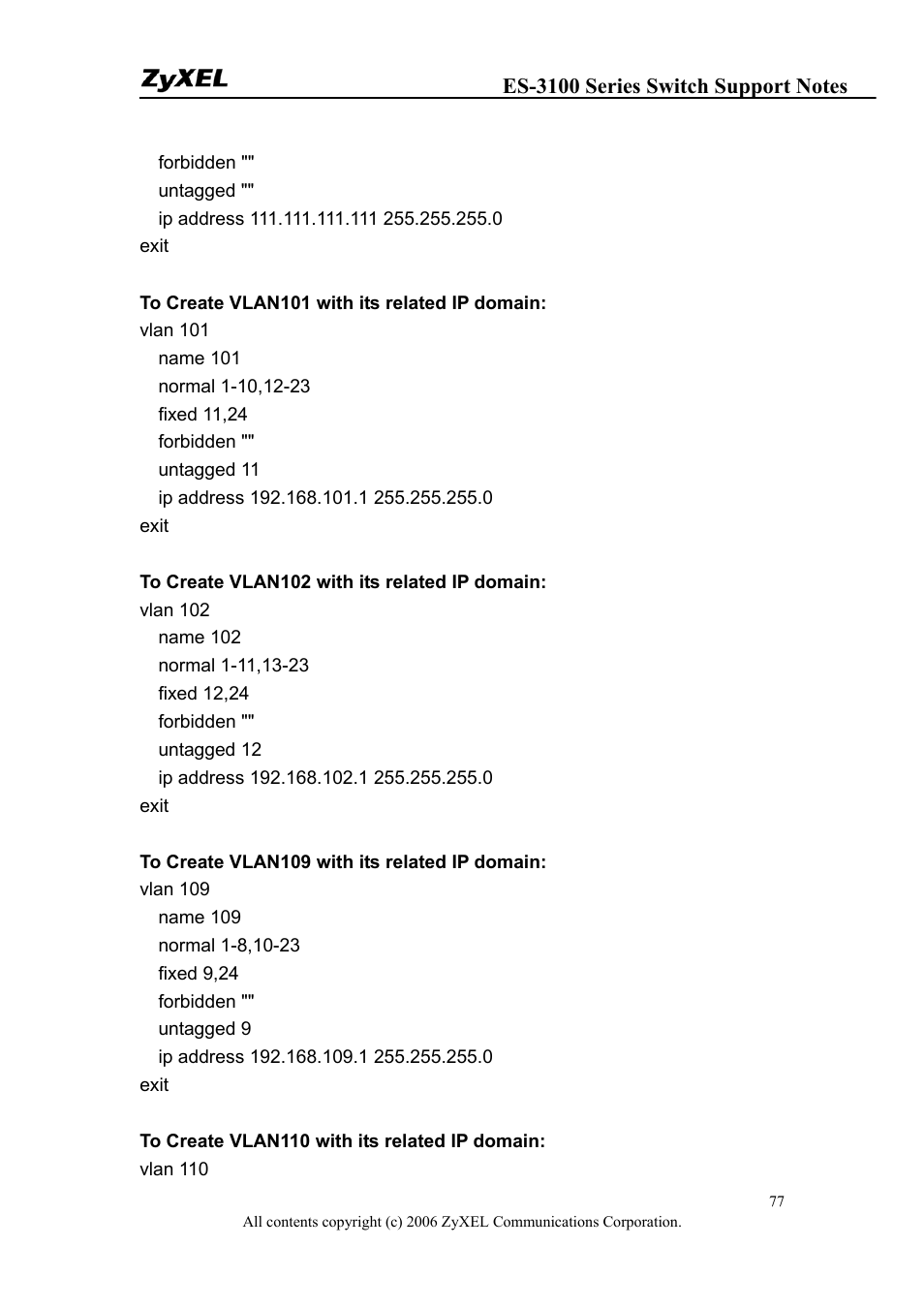 ZyXEL Communications ZyXEL Dimension ES-3124-4F User Manual | Page 77 / 144