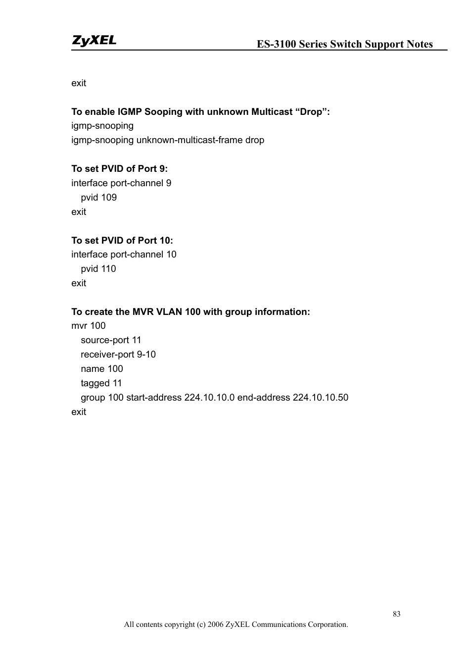 ZyXEL Communications ZyXEL Dimension ES-3124-4F User Manual | Page 83 / 144