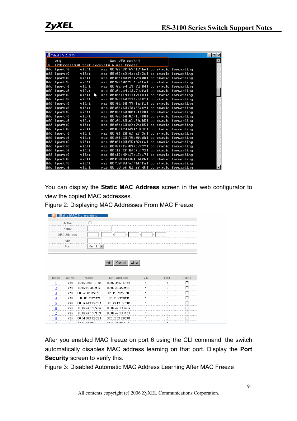 ZyXEL Communications ZyXEL Dimension ES-3124-4F User Manual | Page 91 / 144