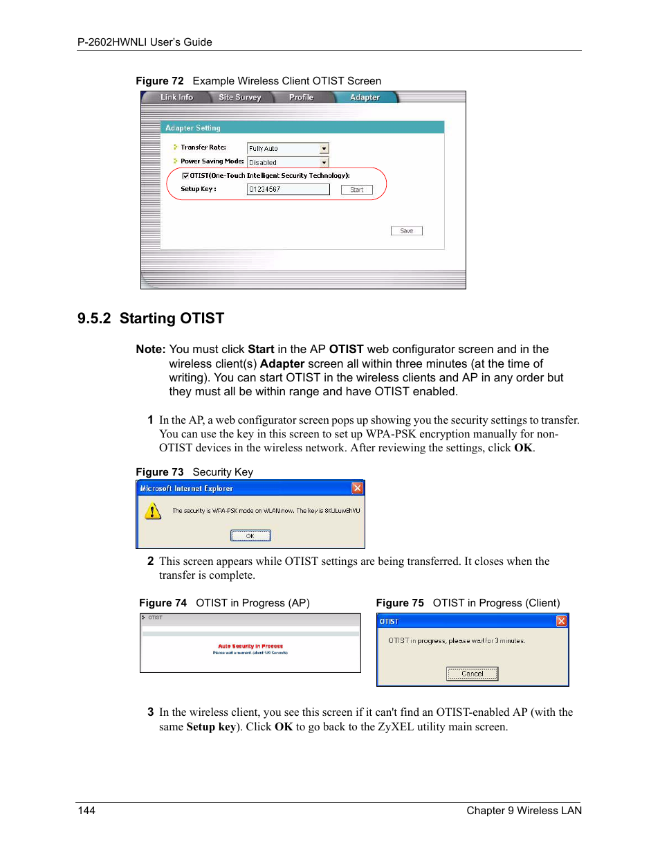 2 starting otist | ZyXEL Communications 802.11g Wireless ADSL2+ 4-port VoIP IAD P-2602HWNLI User Manual | Page 144 / 442