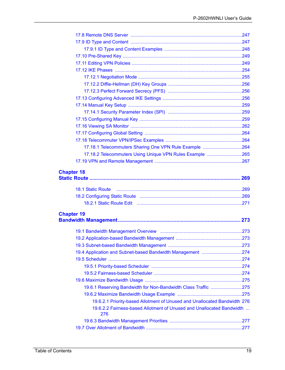 ZyXEL Communications 802.11g Wireless ADSL2+ 4-port VoIP IAD P-2602HWNLI User Manual | Page 19 / 442