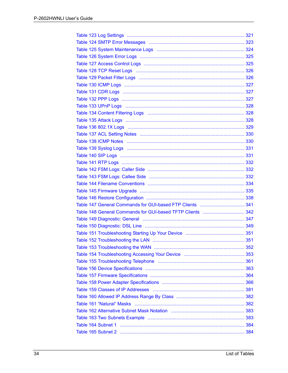 ZyXEL Communications 802.11g Wireless ADSL2+ 4-port VoIP IAD P-2602HWNLI User Manual | Page 34 / 442