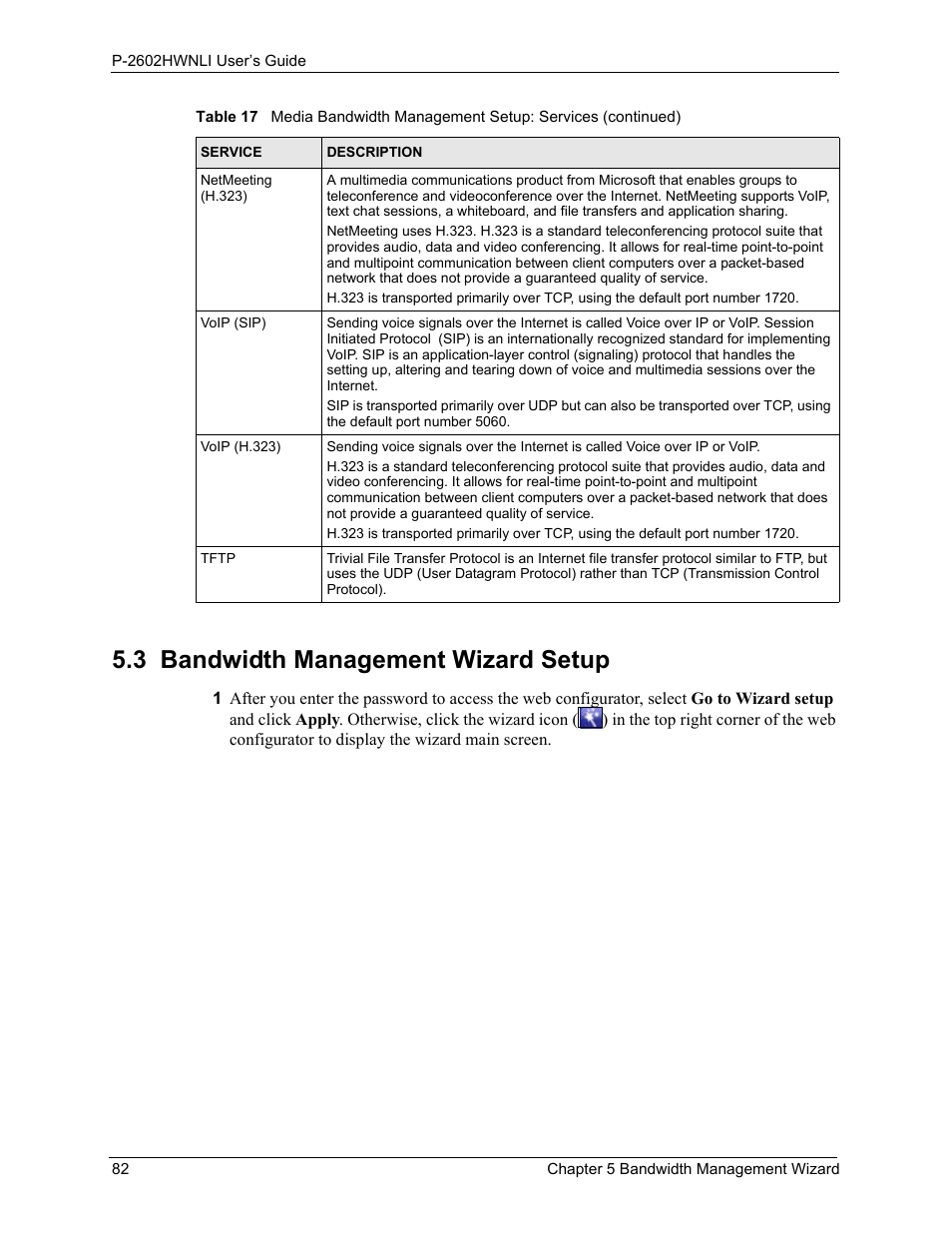 3 bandwidth management wizard setup | ZyXEL Communications 802.11g Wireless ADSL2+ 4-port VoIP IAD P-2602HWNLI User Manual | Page 82 / 442