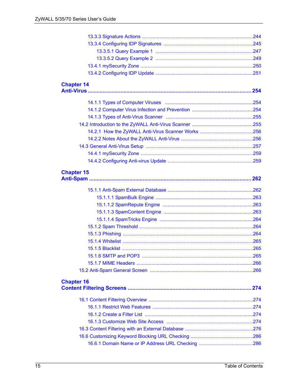 ZyXEL Communications Internet Security Appliance ZyWALL5UTM 4.0 User Manual | Page 15 / 803