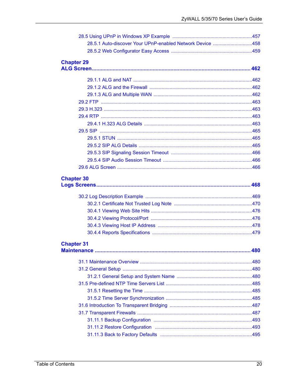 ZyXEL Communications Internet Security Appliance ZyWALL5UTM 4.0 User Manual | Page 20 / 803