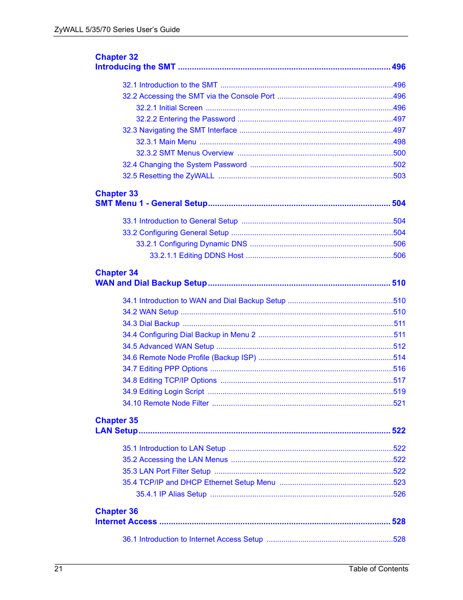 ZyXEL Communications Internet Security Appliance ZyWALL5UTM 4.0 User Manual | Page 21 / 803