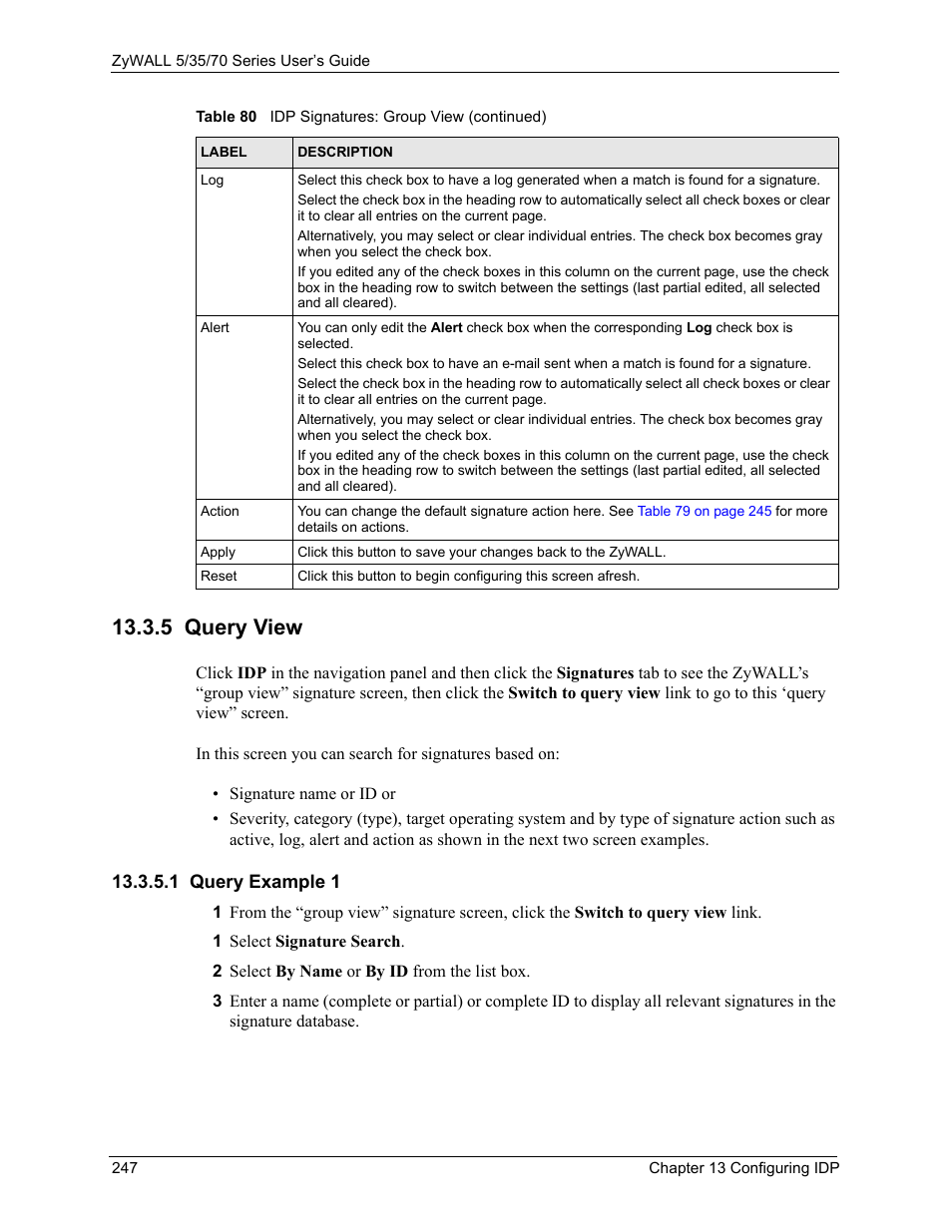 1 query example 1, 5 query view | ZyXEL Communications Internet Security Appliance ZyWALL5UTM 4.0 User Manual | Page 247 / 803
