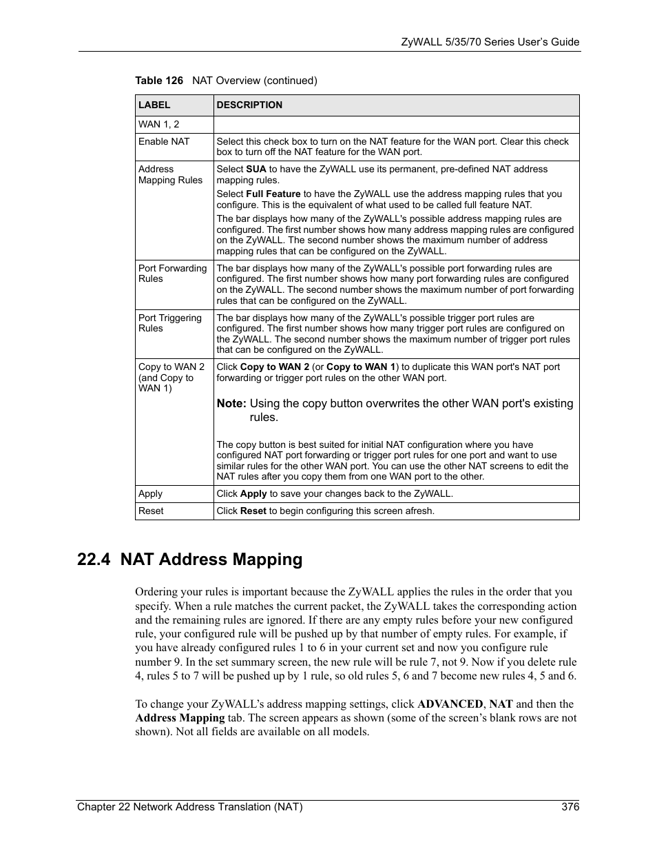 4 nat address mapping | ZyXEL Communications Internet Security Appliance ZyWALL5UTM 4.0 User Manual | Page 376 / 803