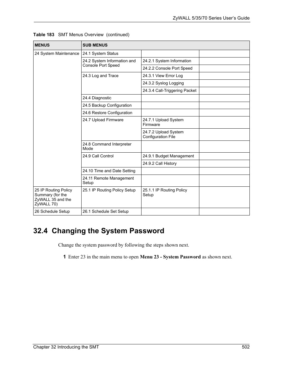4 changing the system password | ZyXEL Communications Internet Security Appliance ZyWALL5UTM 4.0 User Manual | Page 502 / 803